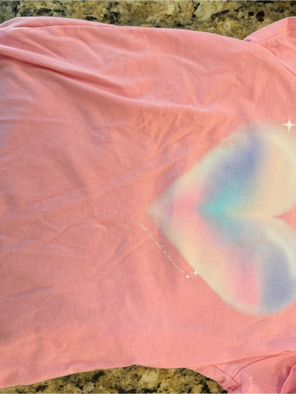 Cat & Jack Pink Short Sleeve Tee with Pastel Rainbow Heart